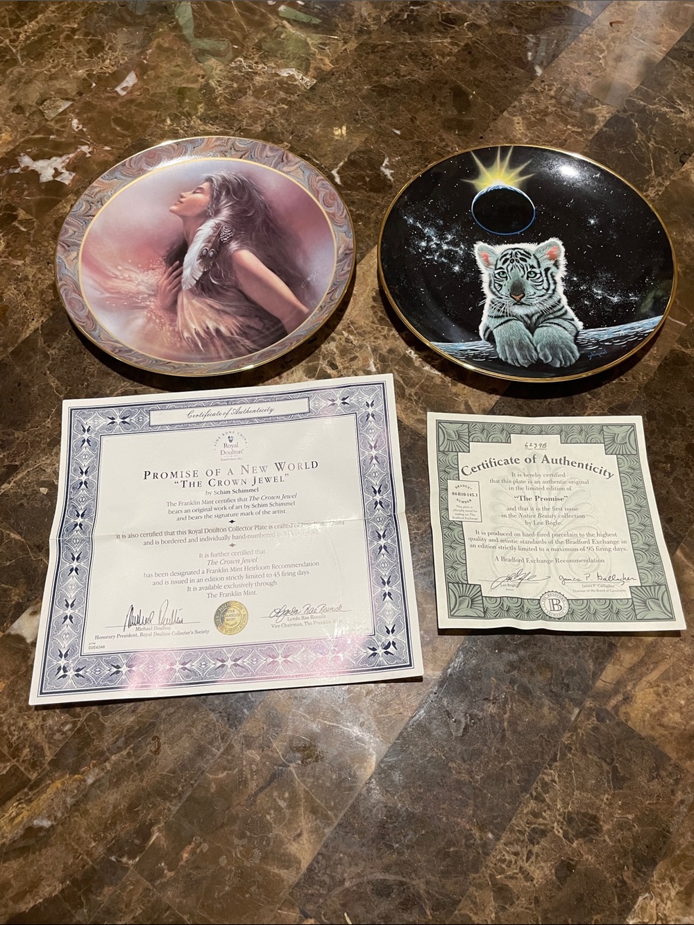 Collector plates with authenticity papers